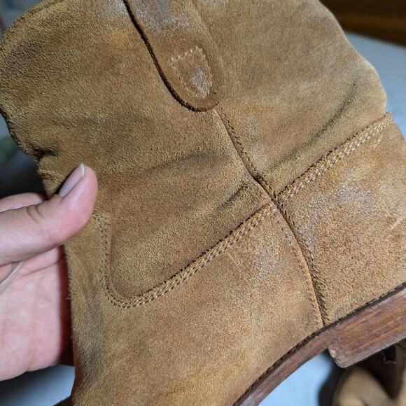 Isabel Marant Crisi Camel Tan Suede Hidden Wedge Western Ankle Boots 40 9.5 - Picture 3 of 6